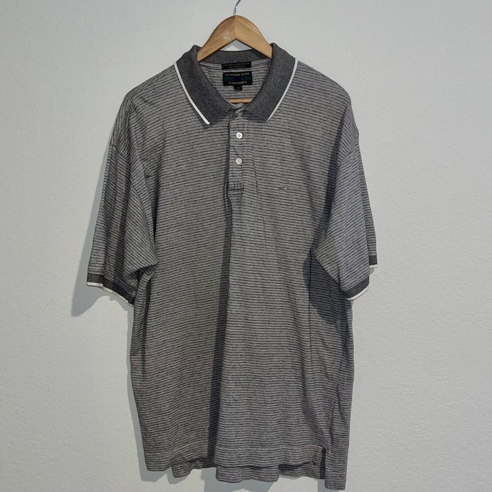 colours by alexander julian mens gray striped collared XL  shirt 100% cotton